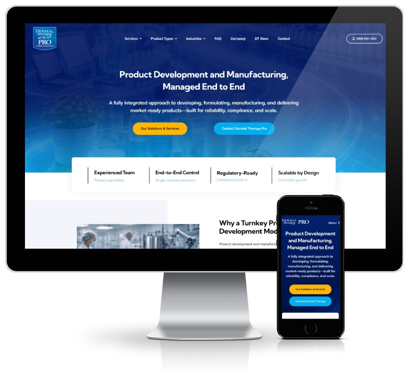 A website for a company specializing in beauty and skin care products.