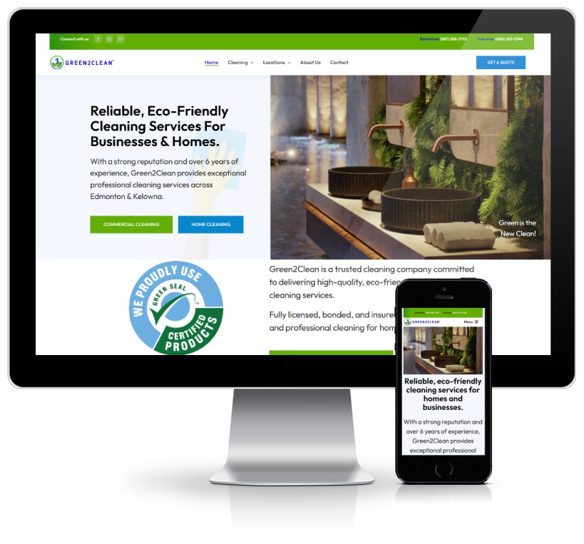 Cleaning website designed by Ombrella.