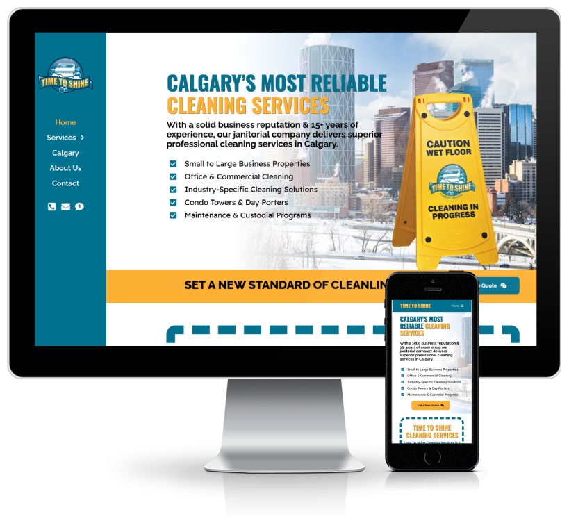 A website for a commercial janitorial services provider developed by Ombrella.