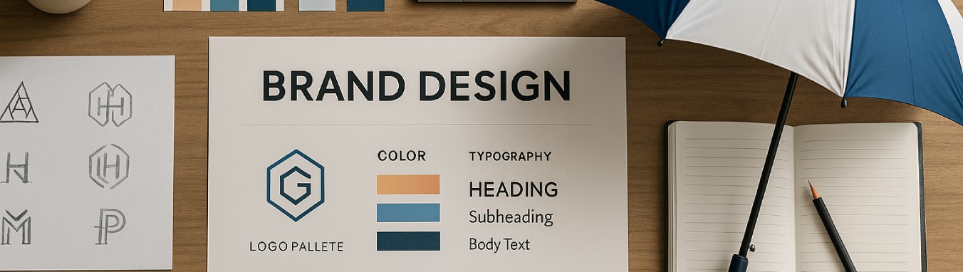 The brand design process at Ombrella's marketing company.