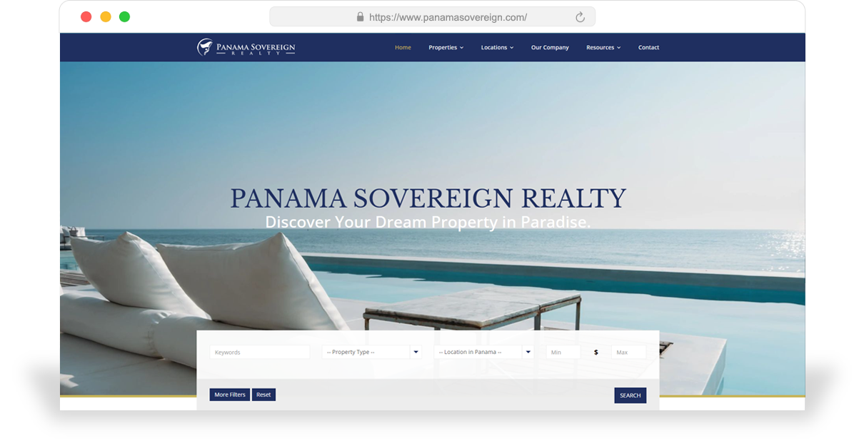 International Real Estate Website Design The homepage of an international real estate agency website that was designed by Ombrella.