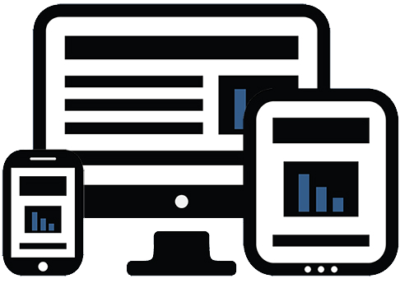 Professional Copywriting Content Development Various devices showing content in different sizes and formats.