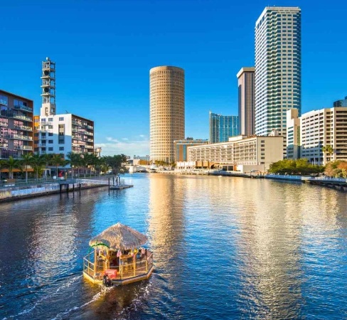 Tampa Marketing Services A view of the city of Tampa from the water during the day.