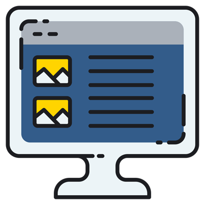 Website Design Services An icon of a monitor displaying an attractive website created by a professional website design company.